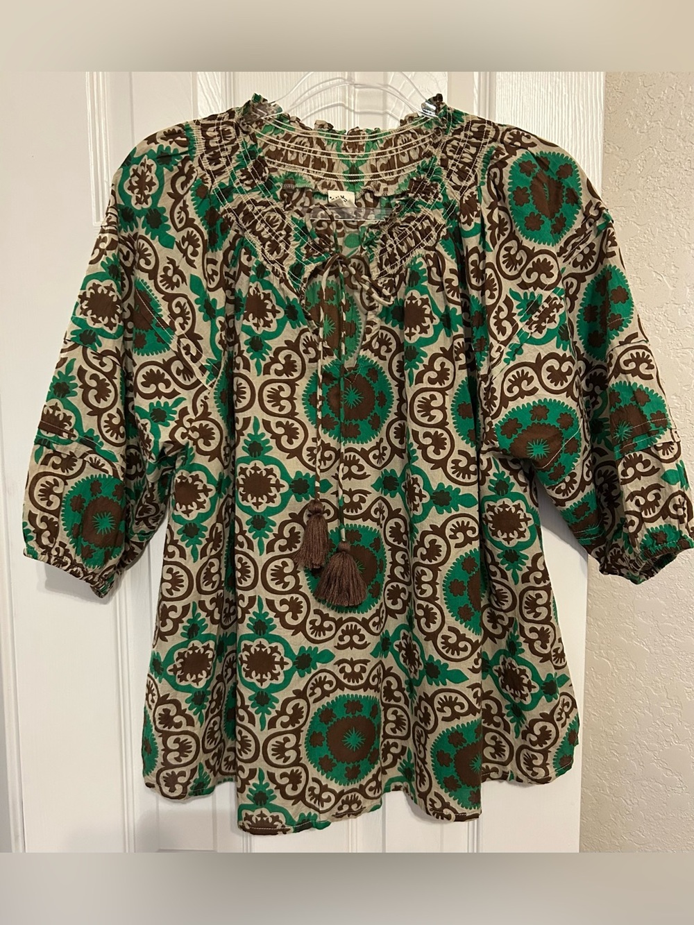 ivy jane Green and Brown Printed Peasant Tunic